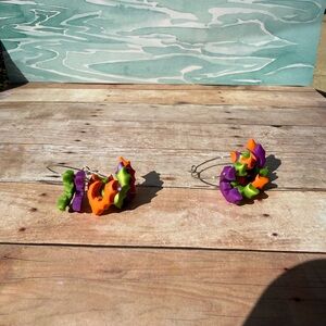 Colorful Abstract Bat Earrings